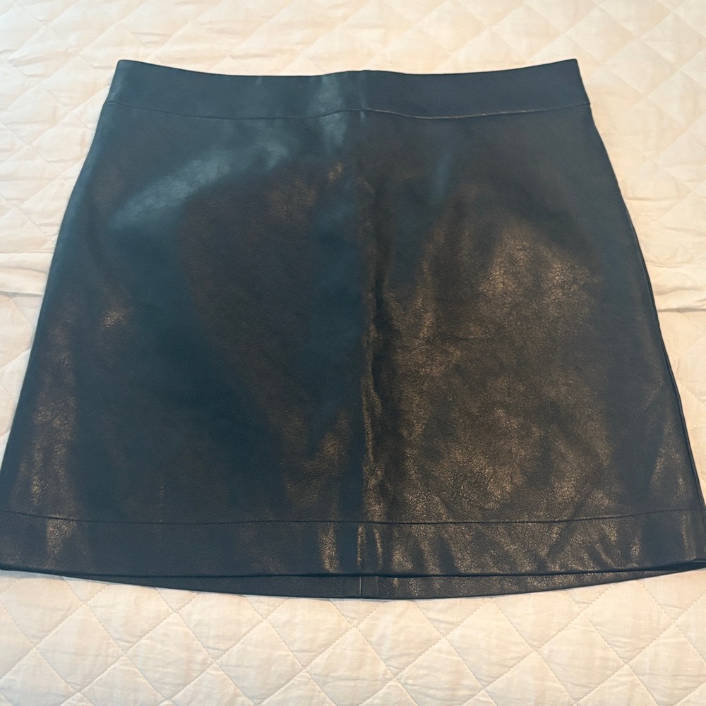J. Crew Factory Black Faux Leather mini skirt. Never worn.
